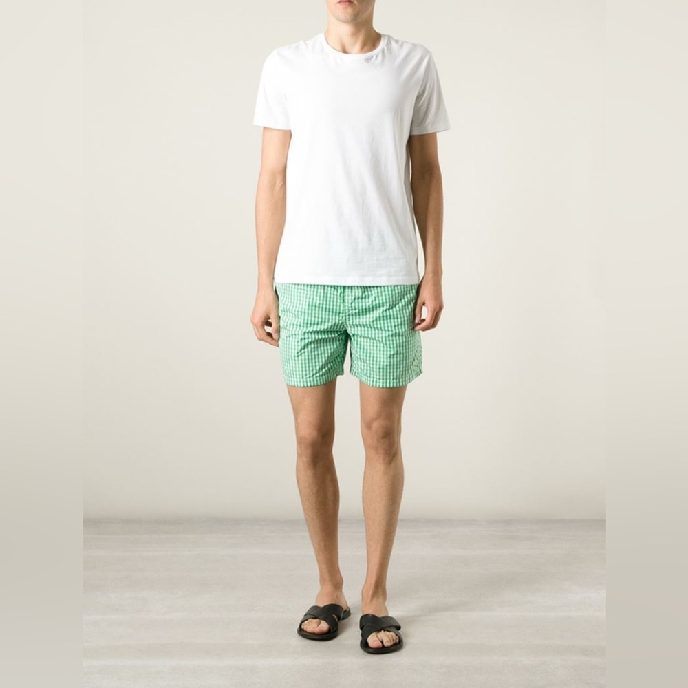 Polo Ralph Lauren Traveler Gingham Swim Trunk Shorts mens size XL Green